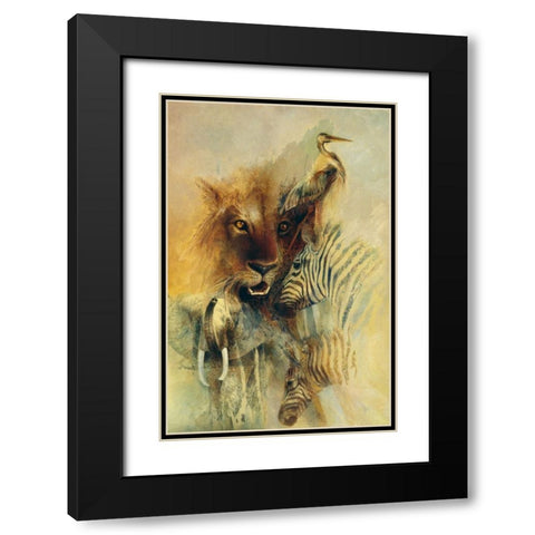 African Montage Black Modern Wood Framed Art Print with Double Matting by Lund, Denton