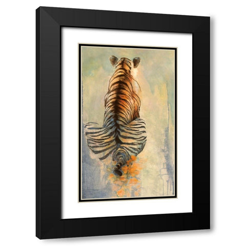 Meditating Tiger Black Modern Wood Framed Art Print with Double Matting by Lund, Denton