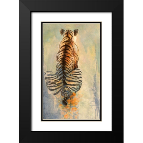 Meditating Tiger Black Modern Wood Framed Art Print with Double Matting by Lund, Denton