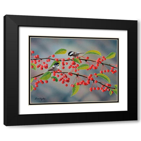 Chickadees Black Modern Wood Framed Art Print with Double Matting by Engler, Don