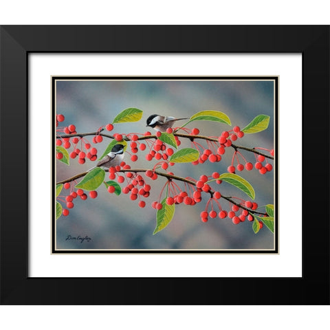 Chickadees Black Modern Wood Framed Art Print with Double Matting by Engler, Don