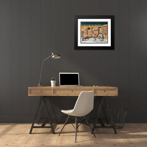 Hometown Christmas Black Modern Wood Framed Art Print with Double Matting by Engler, Don