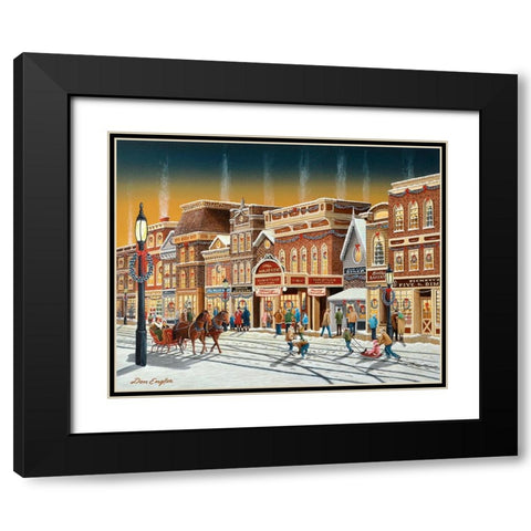 Hometown Christmas Black Modern Wood Framed Art Print with Double Matting by Engler, Don