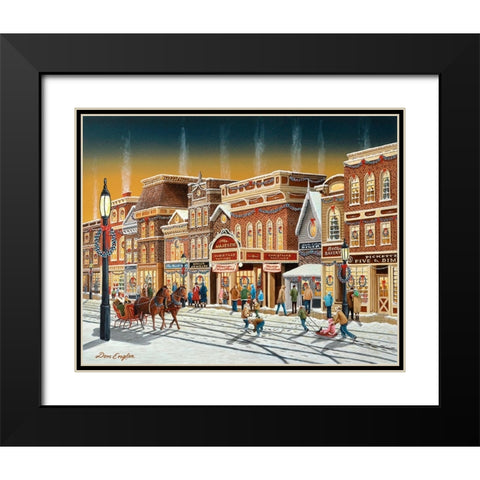Hometown Christmas Black Modern Wood Framed Art Print with Double Matting by Engler, Don
