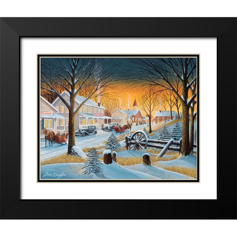 Saturday Night Downtown Black Modern Wood Framed Art Print with Double Matting by Engler, Don