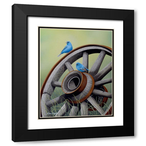 Simply Blue Black Modern Wood Framed Art Print with Double Matting by Engler, Don