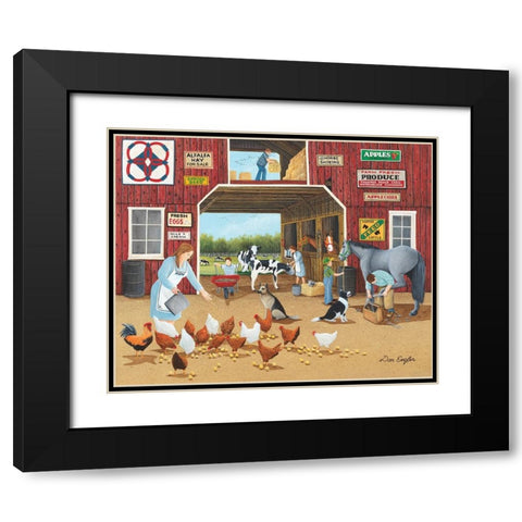 Chore Time Black Modern Wood Framed Art Print with Double Matting by Engler, Don
