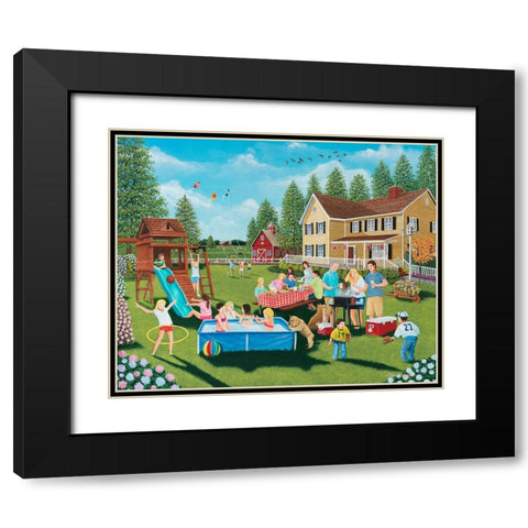 Backyard Barbeque Black Modern Wood Framed Art Print with Double Matting by Engler, Don