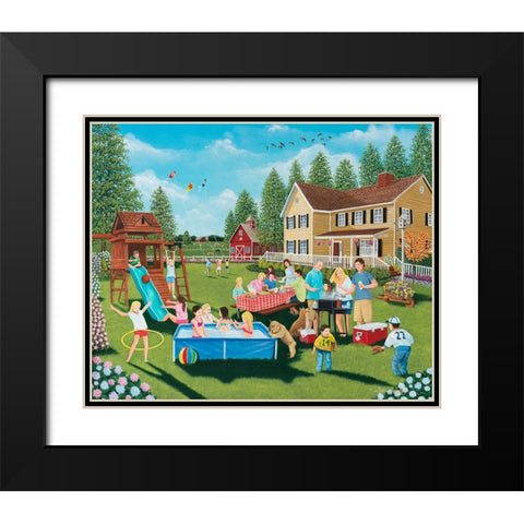 Backyard Barbeque Black Modern Wood Framed Art Print with Double Matting by Engler, Don