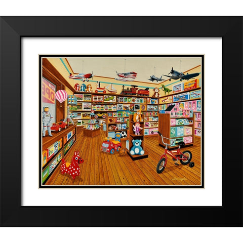 Stay and Play Black Modern Wood Framed Art Print with Double Matting by Engler, Don