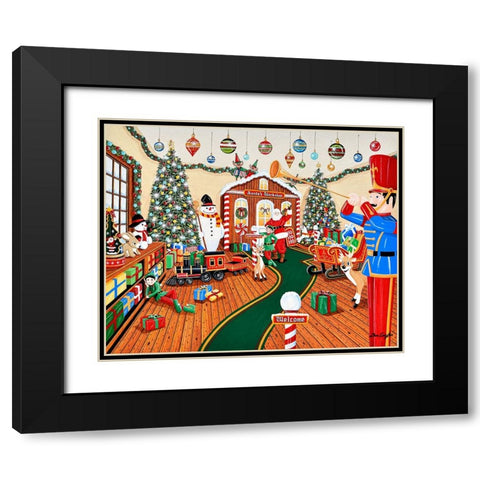Santas Workshop Black Modern Wood Framed Art Print with Double Matting by Engler, Don