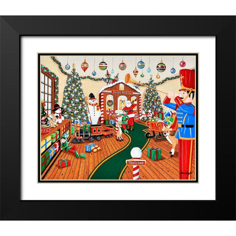 Santas Workshop Black Modern Wood Framed Art Print with Double Matting by Engler, Don