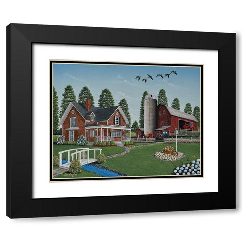 Farm Home Black Modern Wood Framed Art Print with Double Matting by Engler, Don