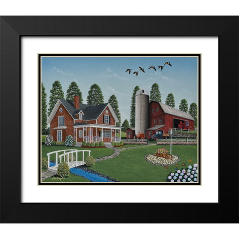 Farm Home Black Modern Wood Framed Art Print with Double Matting by Engler, Don