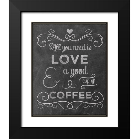 Love Coffee Black Modern Wood Framed Art Print with Double Matting by Clark, Erin
