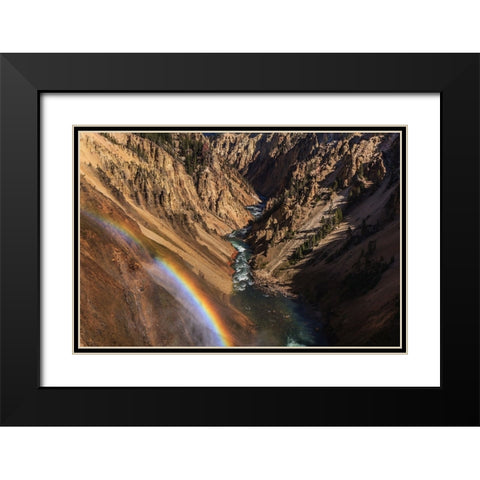Brink of Lower Falls YNP Black Modern Wood Framed Art Print with Double Matting by Galloimages Online