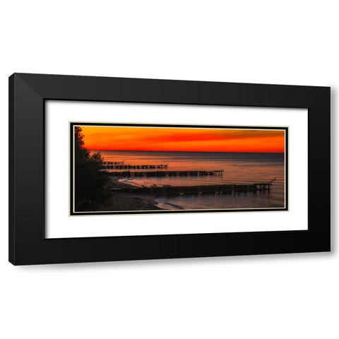 Edgewater Docks Cleveland Black Modern Wood Framed Art Print with Double Matting by Galloimages Online