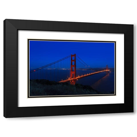 Golden Gate bridge at Night Black Modern Wood Framed Art Print with Double Matting by Galloimages Online