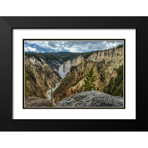 Lower Falls YNP Grand Canyon Black Modern Wood Framed Art Print with Double Matting by Galloimages Online