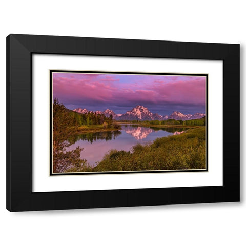 Magenta Sunrise  Oxbow Bend Black Modern Wood Framed Art Print with Double Matting by Galloimages Online