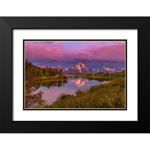 Magenta Sunrise  Oxbow Bend Black Modern Wood Framed Art Print with Double Matting by Galloimages Online