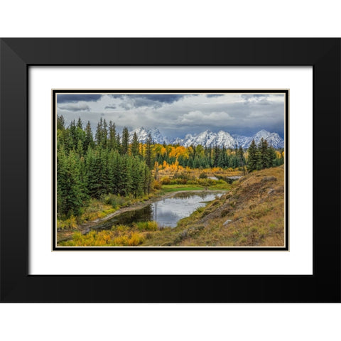 Gtnp Fall Color With Mountains Black Modern Wood Framed Art Print with Double Matting by Galloimages Online