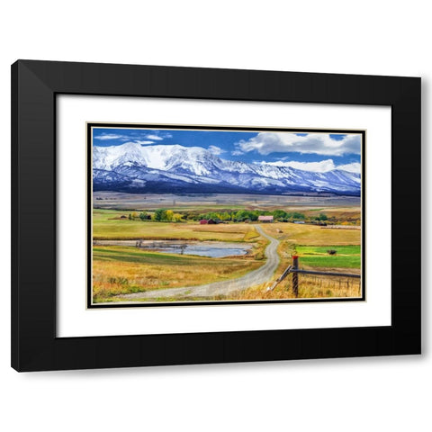 Montana Farm (Watercolor) Black Modern Wood Framed Art Print with Double Matting by Galloimages Online