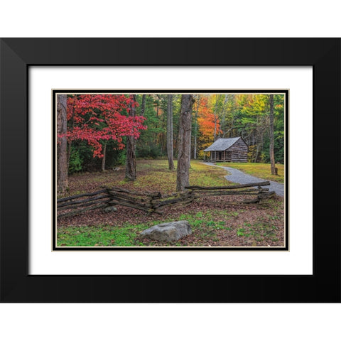 Smokies Cs Cabin Black Modern Wood Framed Art Print with Double Matting by Galloimages Online