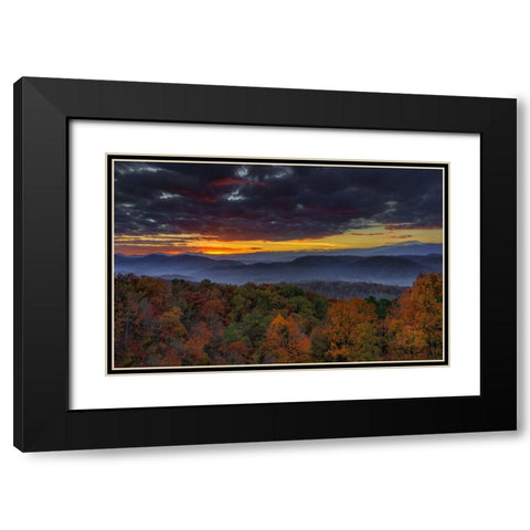 Smokies Sunrise (Oil Paint) Black Modern Wood Framed Art Print with Double Matting by Galloimages Online