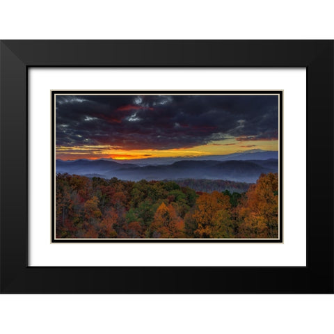 Smokies Sunrise (Oil Paint) Black Modern Wood Framed Art Print with Double Matting by Galloimages Online