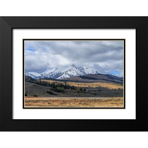 Swan Lake And Electric Peak Black Modern Wood Framed Art Print with Double Matting by Galloimages Online