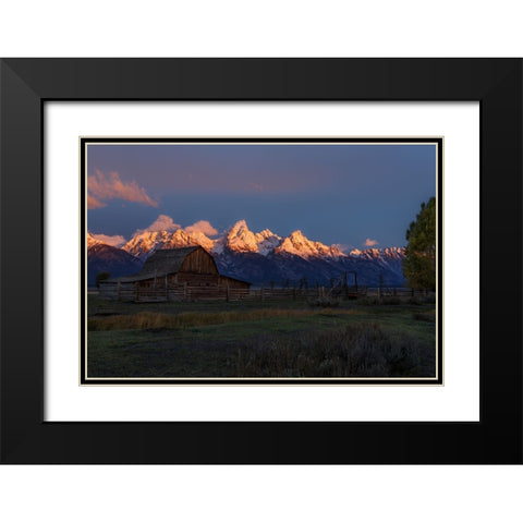 Moulton Barn At Sunrise Black Modern Wood Framed Art Print with Double Matting by Galloimages Online