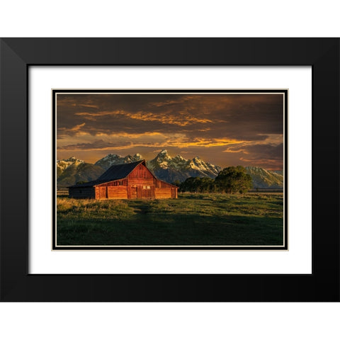 Moulton Barn Sunrise Black Modern Wood Framed Art Print with Double Matting by Galloimages Online