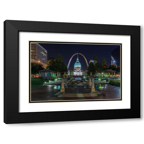 St. Louis At Night Black Modern Wood Framed Art Print with Double Matting by Galloimages Online