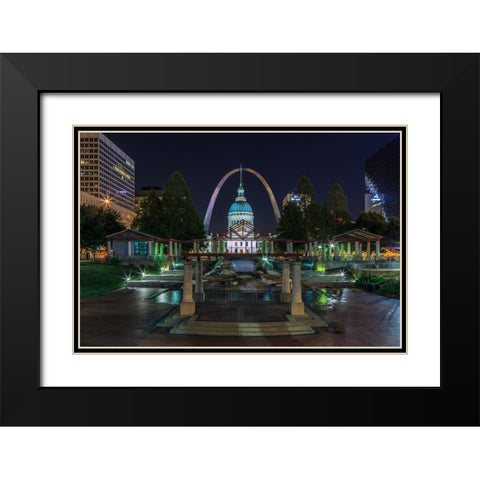 St. Louis At Night Black Modern Wood Framed Art Print with Double Matting by Galloimages Online