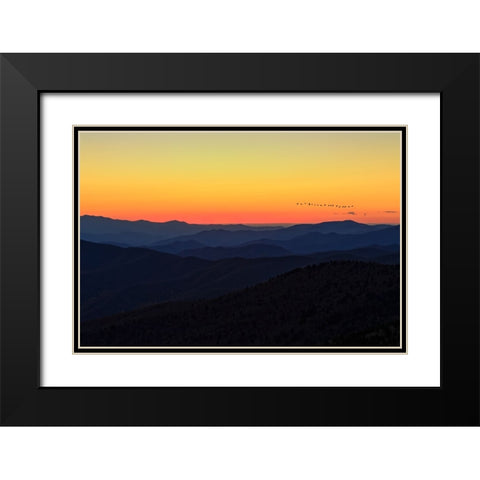 Sunset (GSMNP) Black Modern Wood Framed Art Print with Double Matting by Galloimages Online