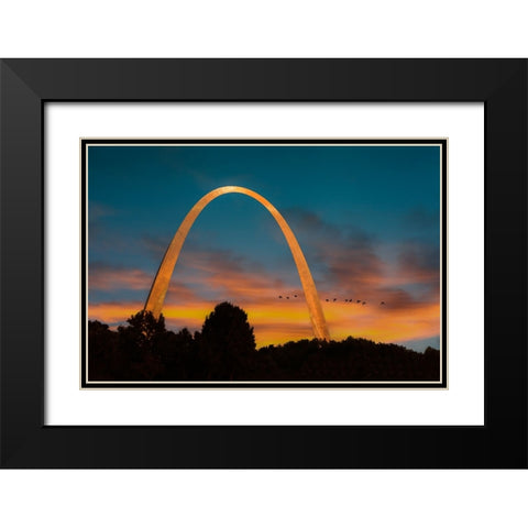The Arch At Sunset Black Modern Wood Framed Art Print with Double Matting by Galloimages Online