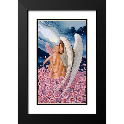 Angel Days Black Modern Wood Framed Art Print with Double Matting by Stevenson, Graeme
