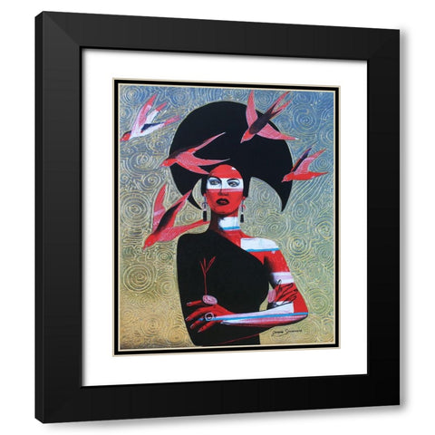 Black Swallow Black Modern Wood Framed Art Print with Double Matting by Stevenson, Graeme