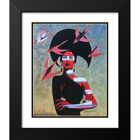 Black Swallow Black Modern Wood Framed Art Print with Double Matting by Stevenson, Graeme
