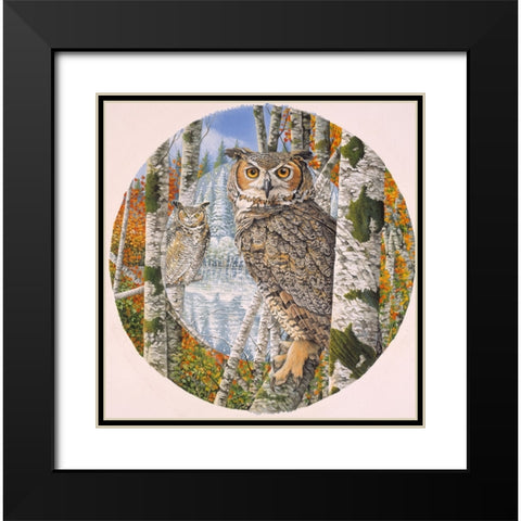 Great Horned Camoflage Black Modern Wood Framed Art Print with Double Matting by Stevenson, Graeme