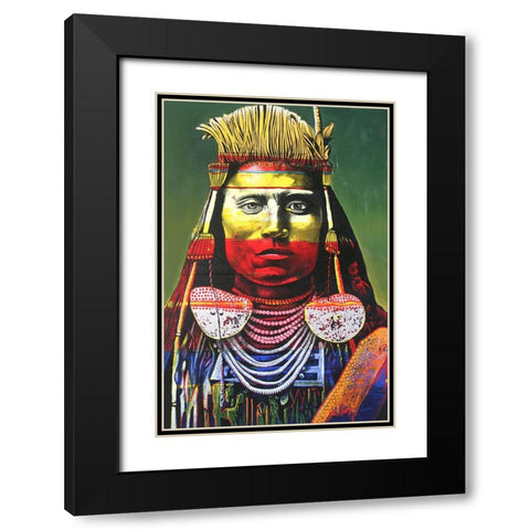 Indian Chief Black Modern Wood Framed Art Print with Double Matting by Stevenson, Graeme