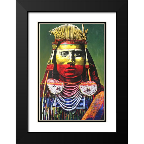 Indian Chief Black Modern Wood Framed Art Print with Double Matting by Stevenson, Graeme