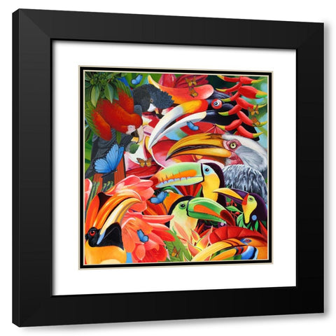 Jungle Colours Black Modern Wood Framed Art Print with Double Matting by Stevenson, Graeme