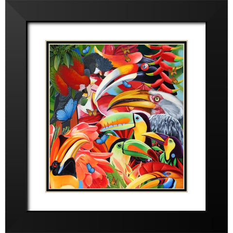 Jungle Colours Black Modern Wood Framed Art Print with Double Matting by Stevenson, Graeme