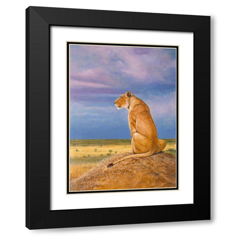 Masai Watch Black Modern Wood Framed Art Print with Double Matting by Stevenson, Graeme