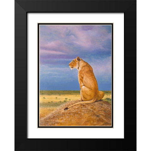 Masai Watch Black Modern Wood Framed Art Print with Double Matting by Stevenson, Graeme