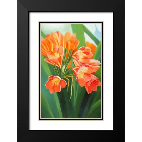Orange Flower 2 Black Modern Wood Framed Art Print with Double Matting by Stevenson, Graeme