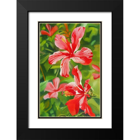 Red Hibiscus 3 Black Modern Wood Framed Art Print with Double Matting by Stevenson, Graeme
