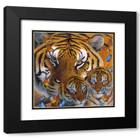 Small-Mothercubs Black Modern Wood Framed Art Print with Double Matting by Stevenson, Graeme